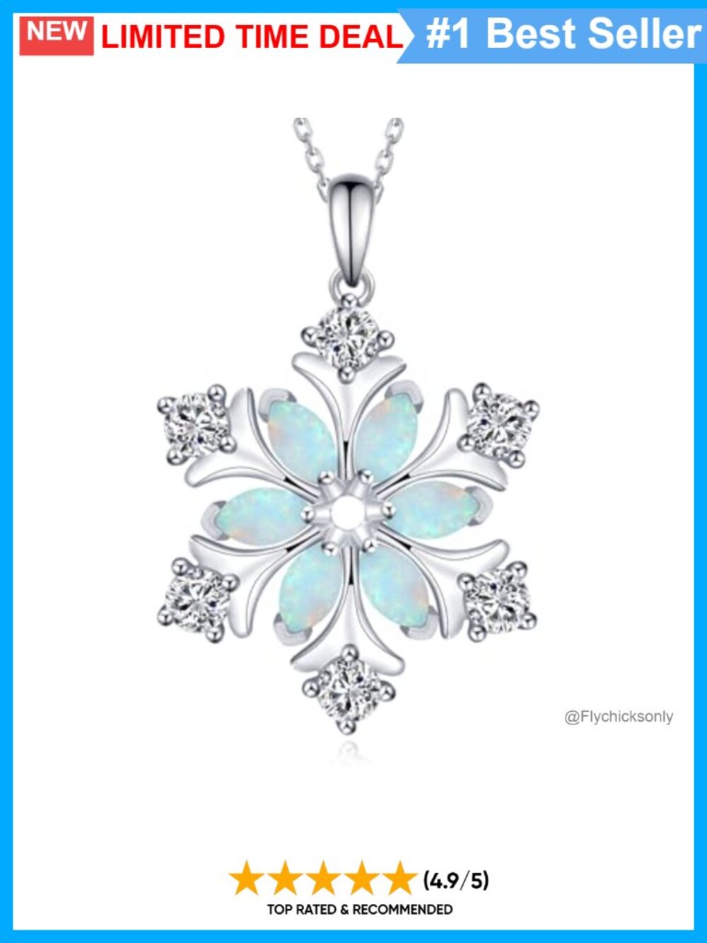 925 Sterling Silver Snowflake Pendant Necklace Christmas Jewelry Gift for Women